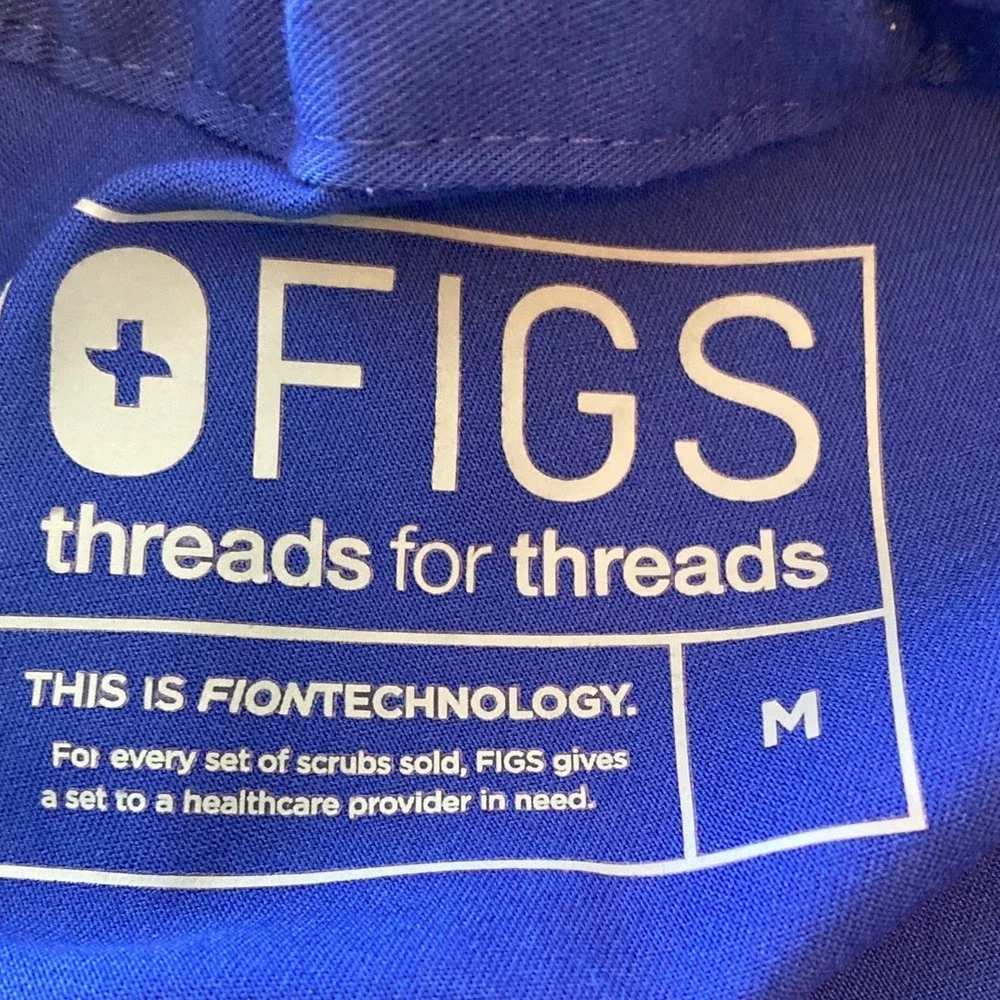 Figs Men's Blue Basic Scrub Pants Size‎ Medium Tie Waist Straight Leg 4 Pocket